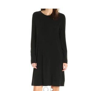 Norma Kamali Black Long Sleeve Crew Neck Shift Dress